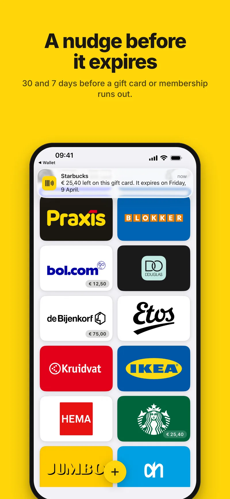 A reminder before a gift card expires