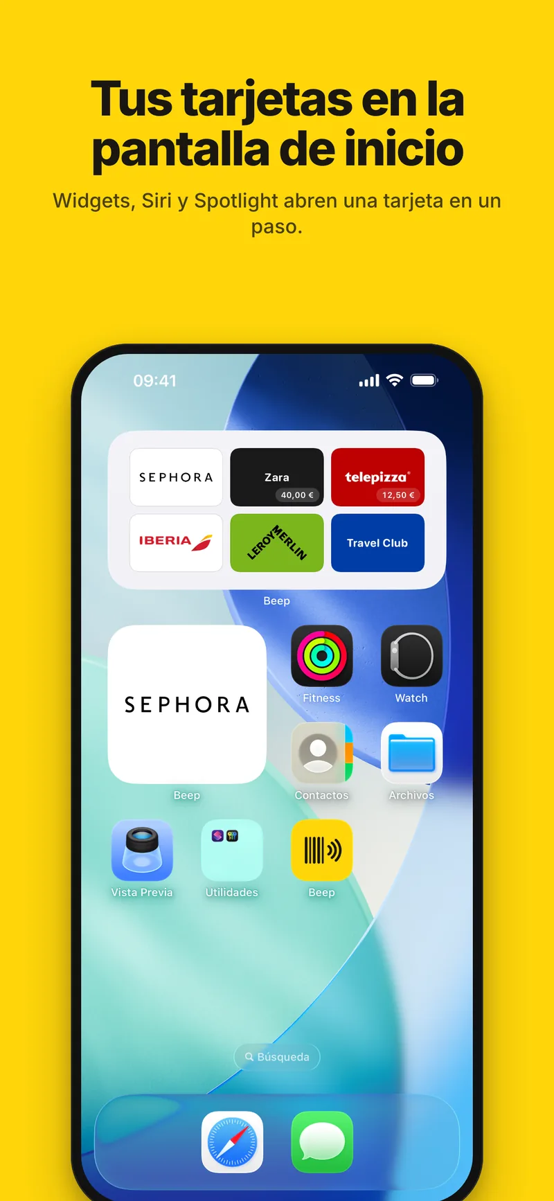 Tus tarjetas en la pantalla de inicio, con widgets