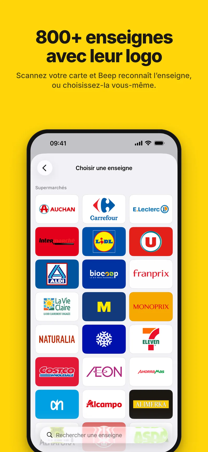 Plus de 800 enseignes intégrées, logos compris