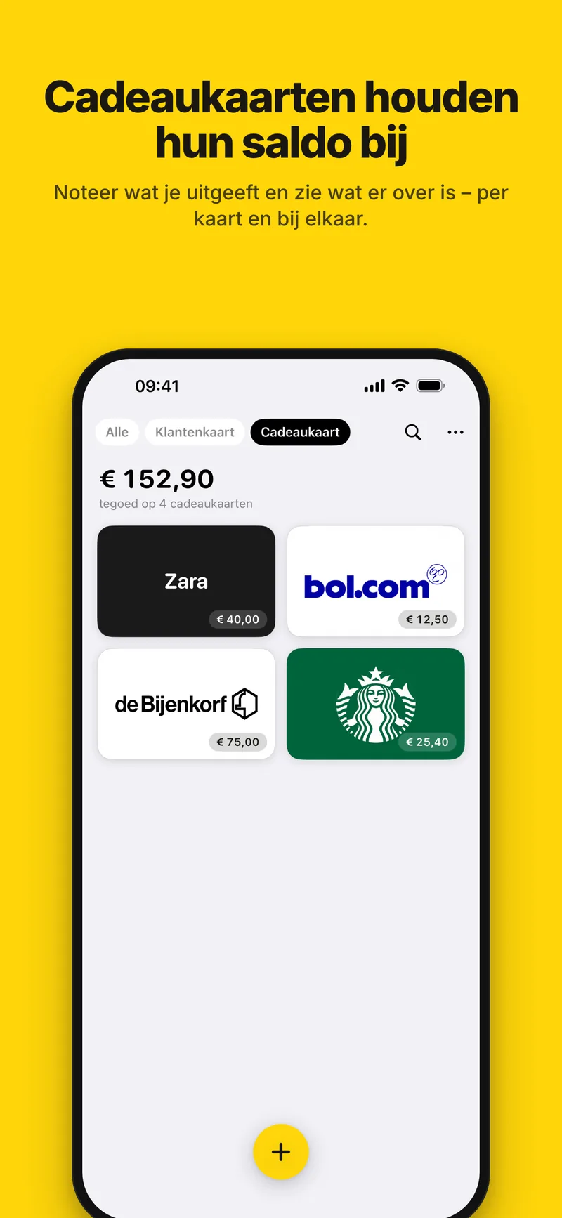 Cadeaukaarten houden hun saldo bij – per kaart en bij elkaar