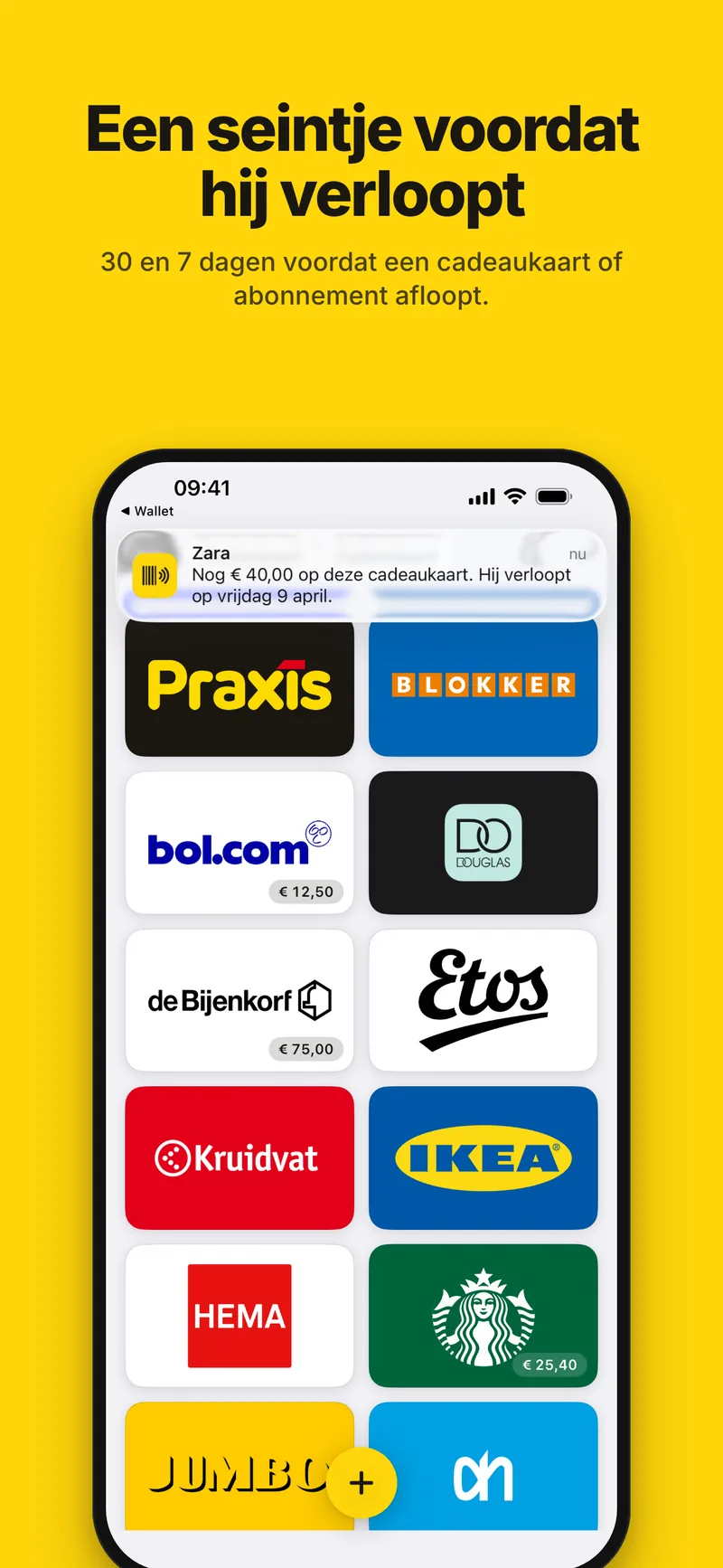 Een seintje voordat een cadeaukaart verloopt