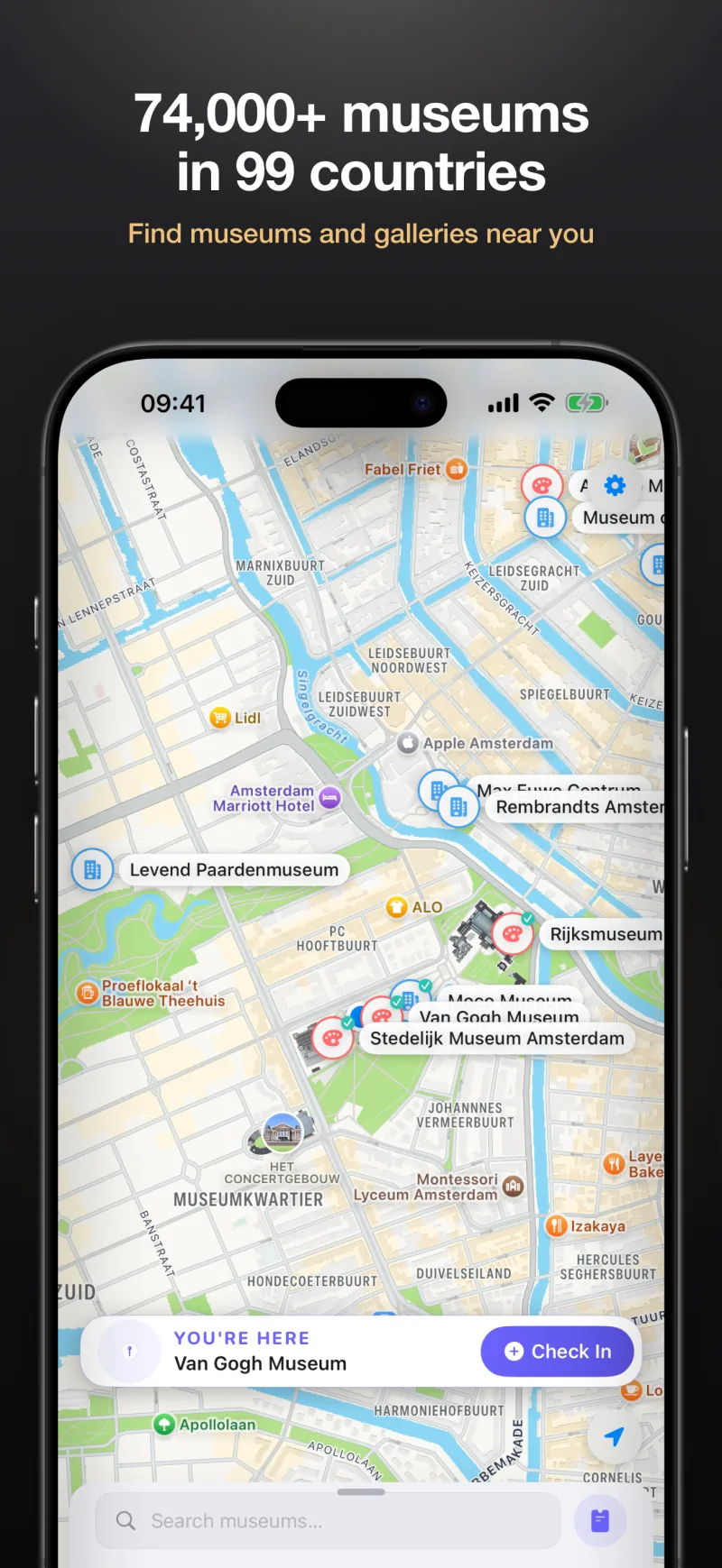 74,000+ museums in 99 countries on one map