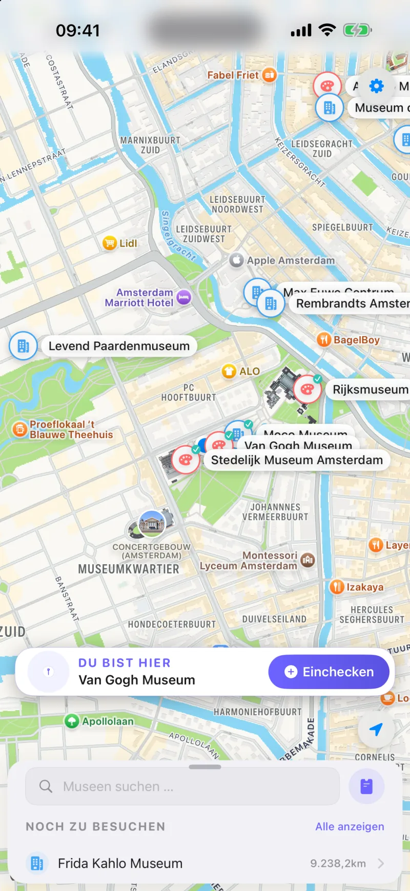 Museen in deiner Nähe auf der Karte von Cultra, mit Einchecken per Fingertipp