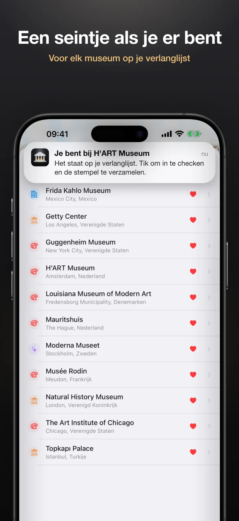 Een seintje als je bij een museum op je verlanglijst bent
