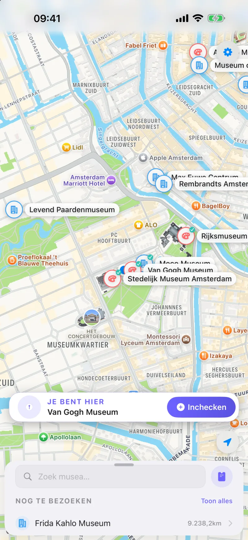 Musea bij jou in de buurt op de kaart van Cultra, met inchecken in één tik