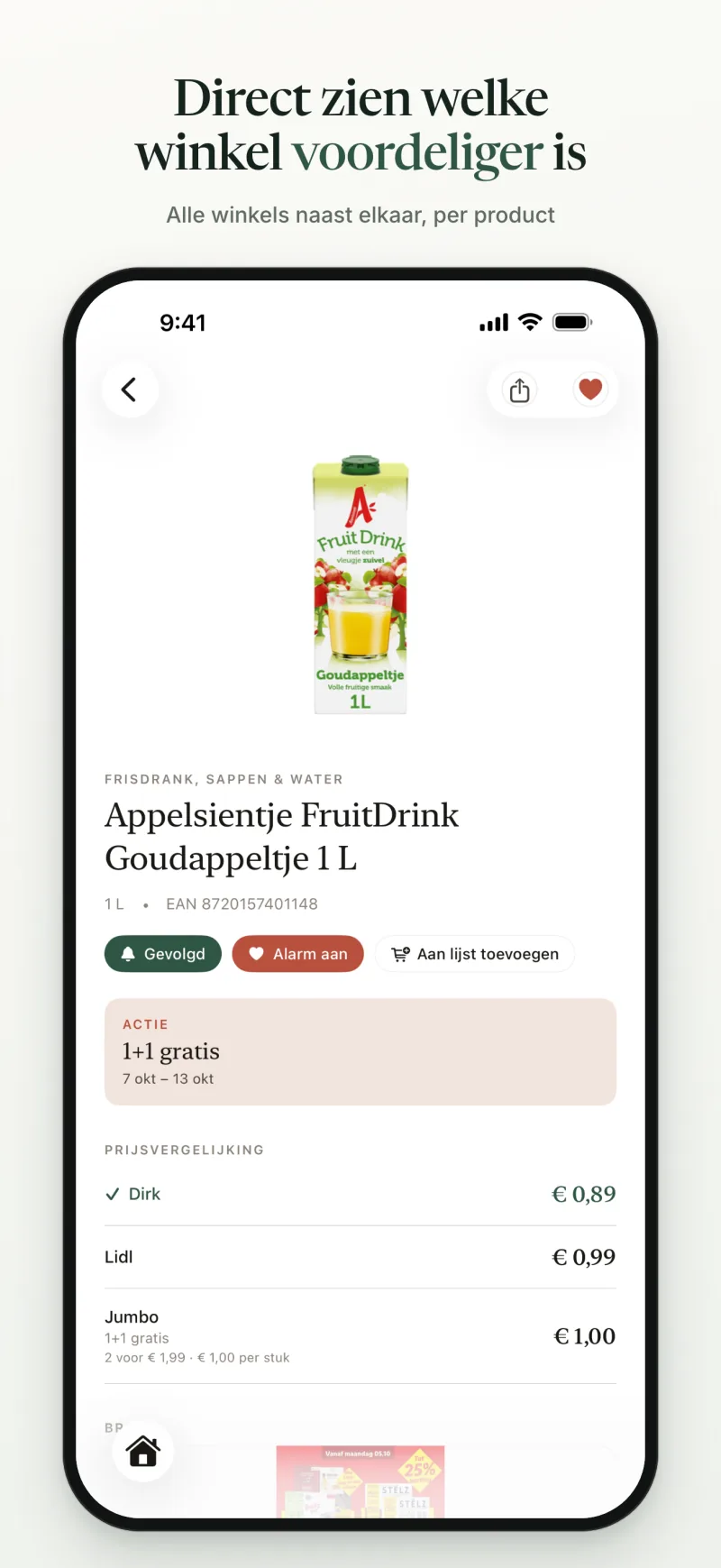 Direct zien welke winkel voordeliger is