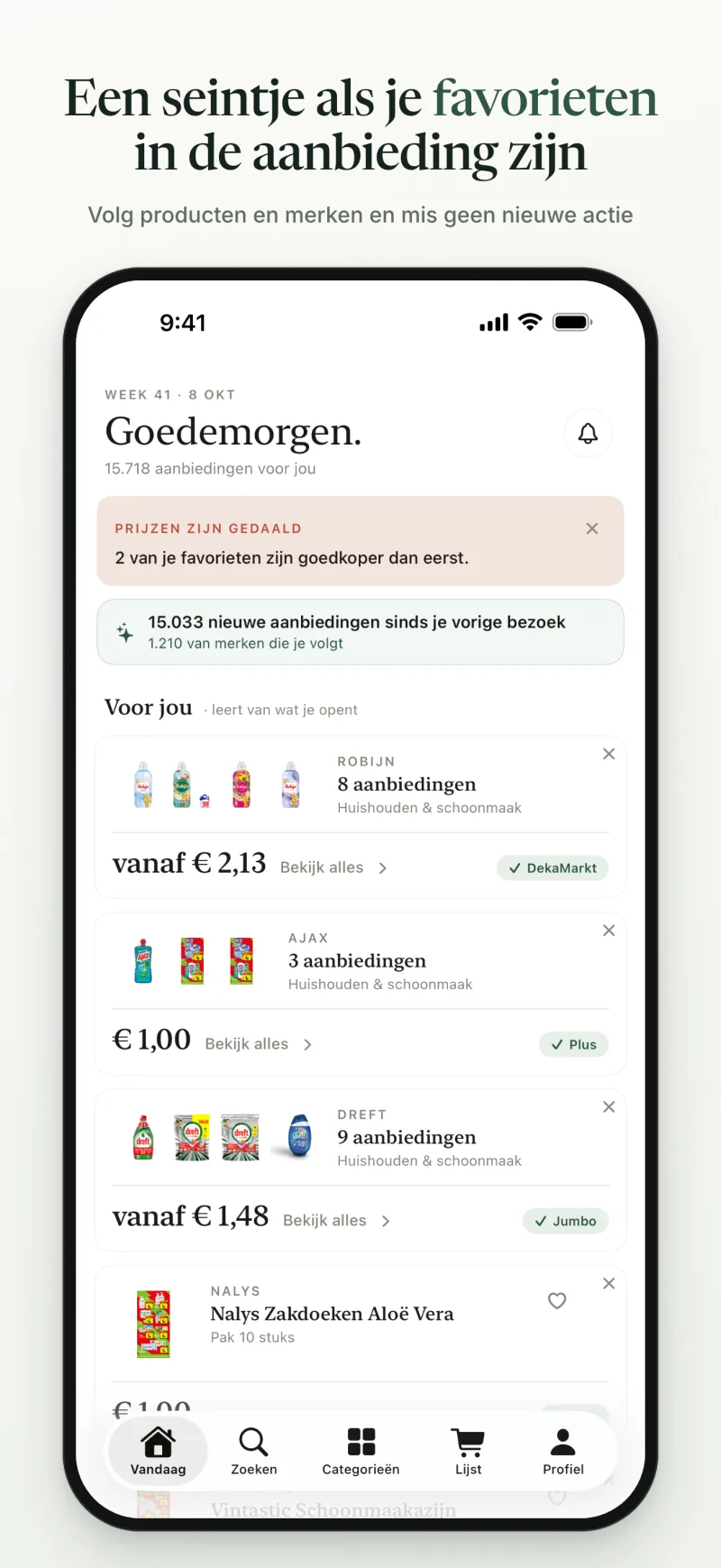 Een seintje als je favorieten in de aanbieding zijn