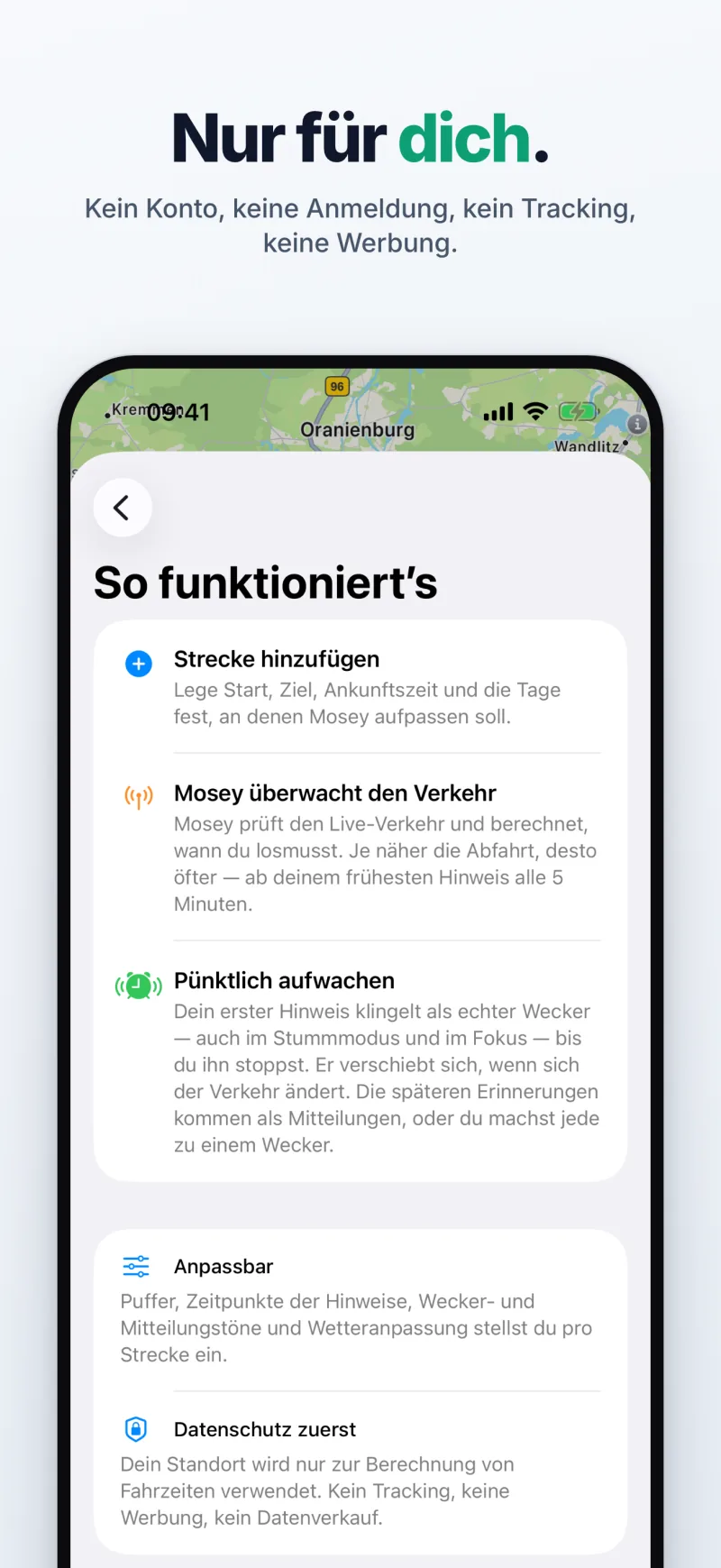 Nur für dich – kein Konto, keine Registrierung, kein Tracking, keine Werbung