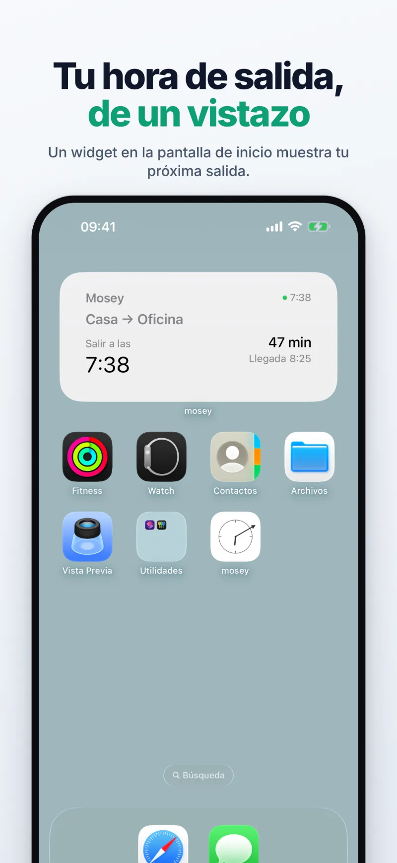 Un widget en la pantalla de inicio con tu próxima hora de salida