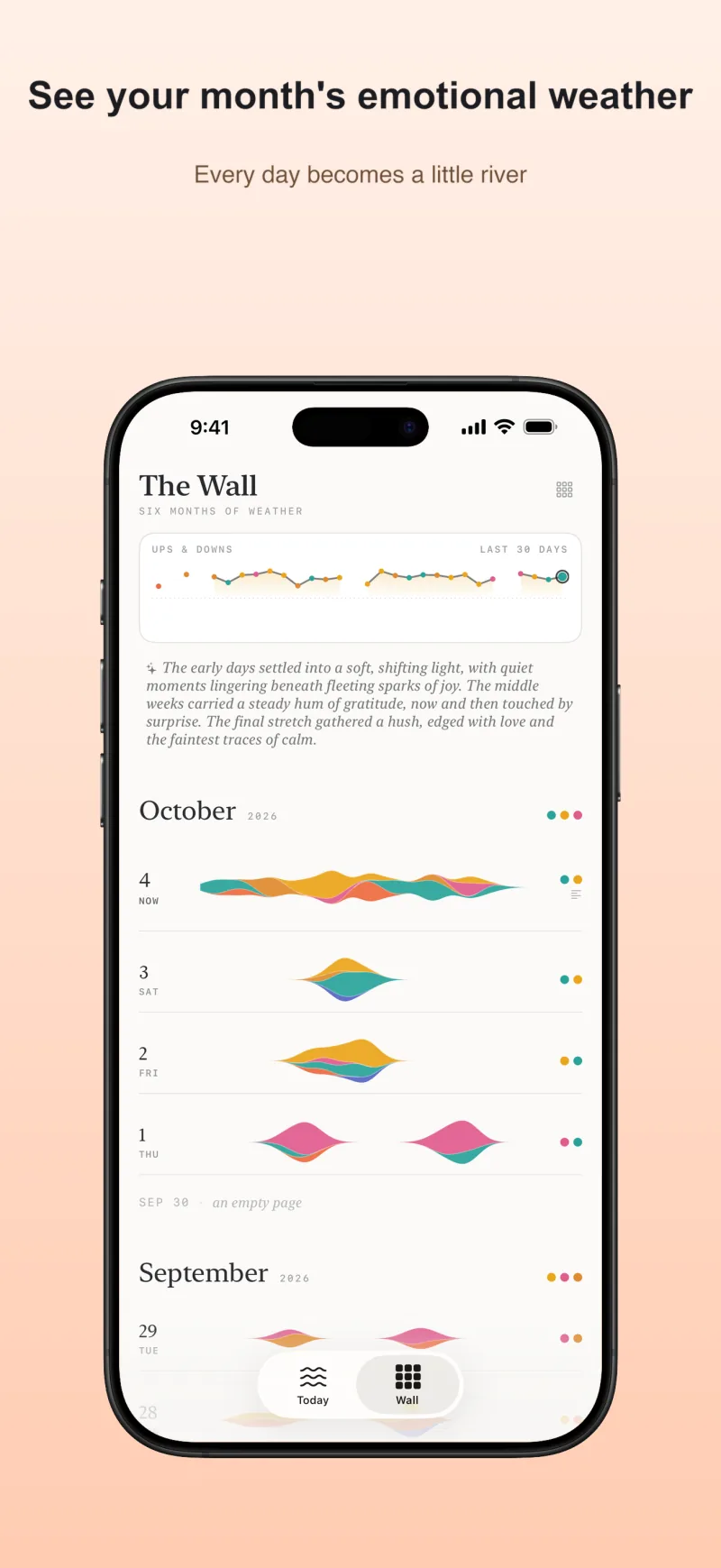 The Wall — every day becomes a little river of your month's emotional weather
