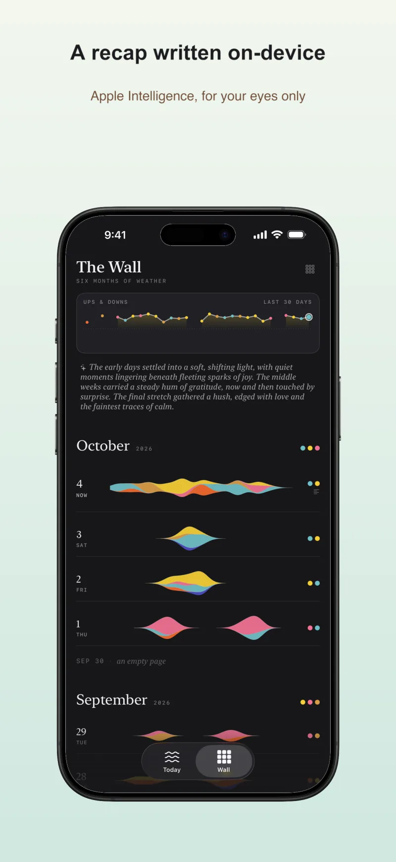 A monthly recap written on-device by Apple Intelligence