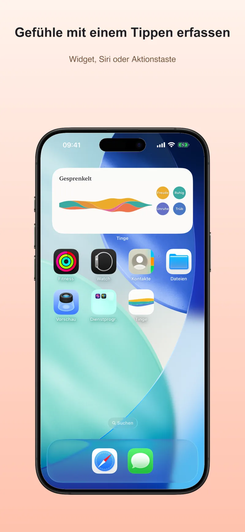 Ein Gefühl mit einem Tipp festhalten – per Widget, Siri oder Aktionstaste