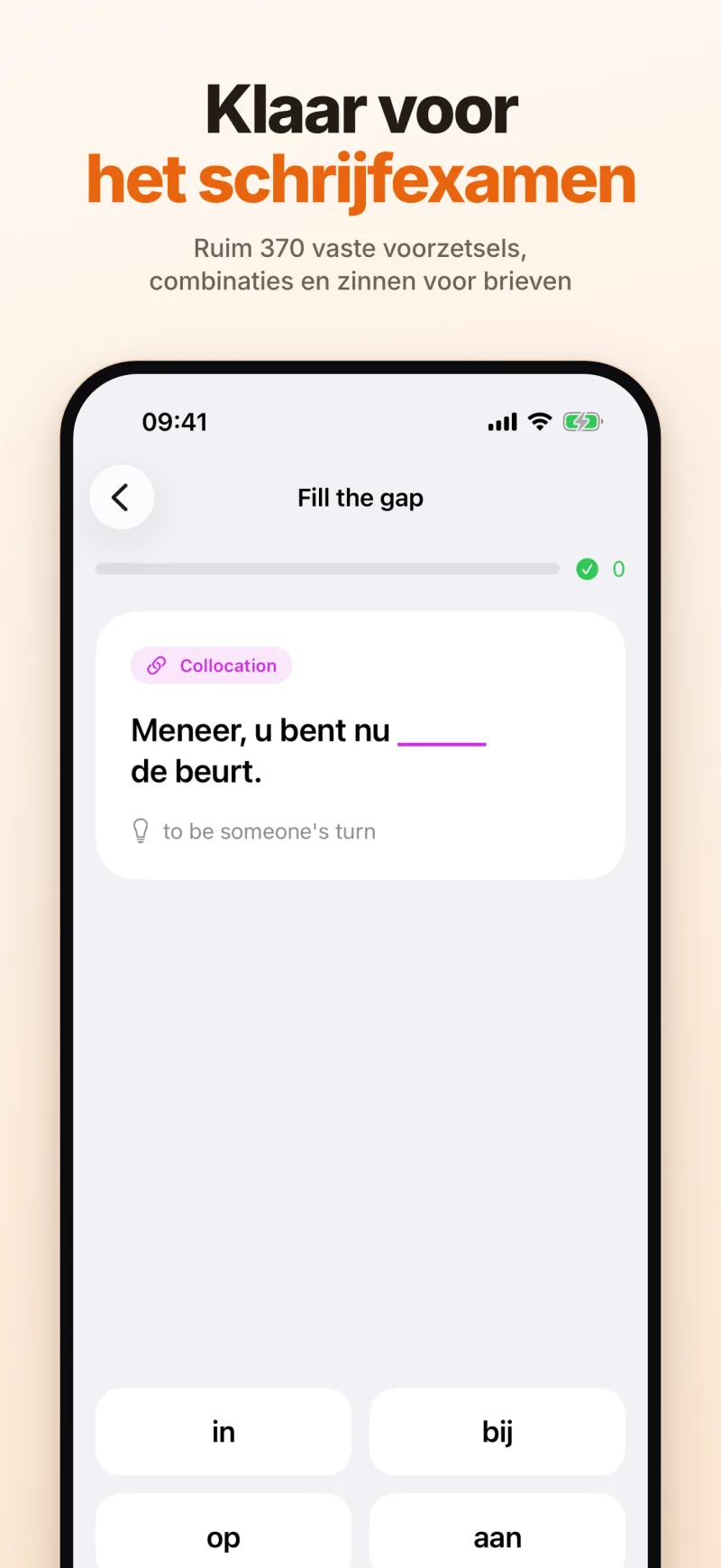 Klaar voor het schrijfexamen: Fill the gap met een vaste combinatie en vier woorden om uit te kiezen